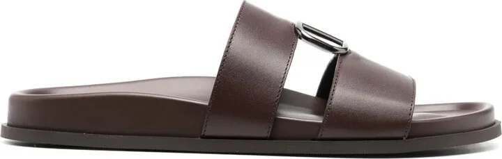 Logo-Plaque Calf Leather Sandals
