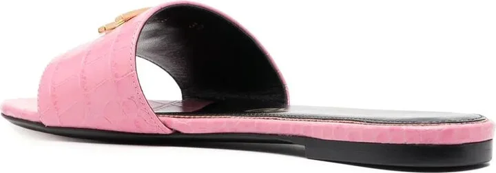 Logo-Plaque Crocodile-Effect Sandals - Image 3
