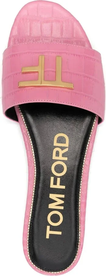 Logo-Plaque Crocodile-Effect Sandals - Image 4