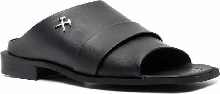 Logo-Plaque Faux-Leather Sandals - Image 2