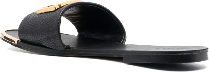 Logo-Plaque Faux-Leather Slides - Image 3