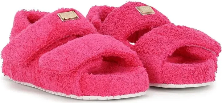 Logo-Plaque Faux-Shearling Sandals - Image 2