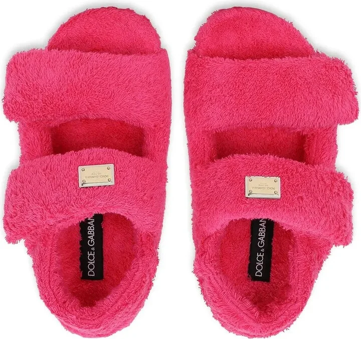 Logo-Plaque Faux-Shearling Sandals - Image 4