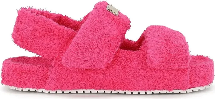 Logo-Plaque Faux-Shearling Sandals