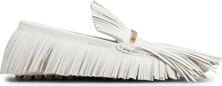 Logo-Plaque Franged Leather Loafers