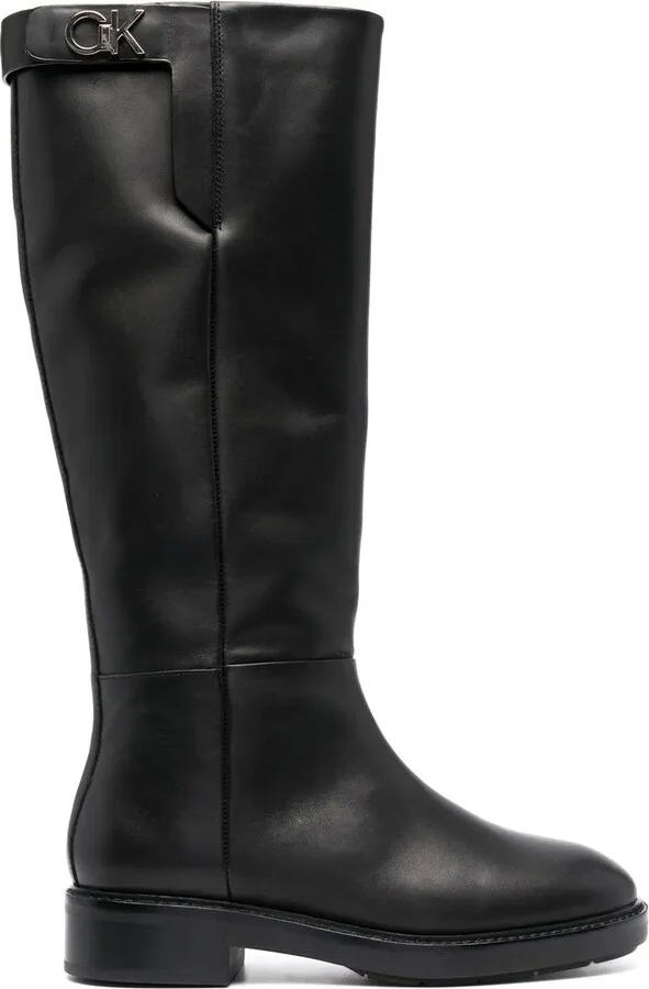 Logo-Plaque Knee-High Boots