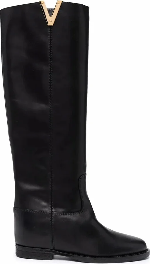Logo Plaque Knee-Length Boots