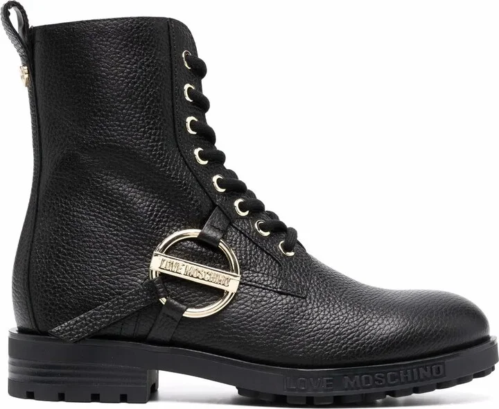 Logo-Plaque Lace-Up Boots