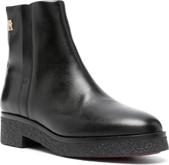 Logo-Plaque Leather Ankle Boots - Image 2