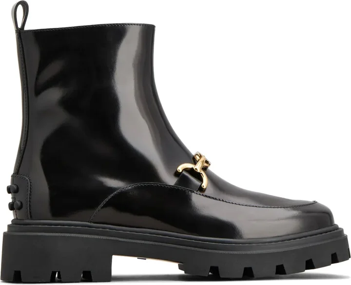 Logo-Plaque Leather Ankle Boots