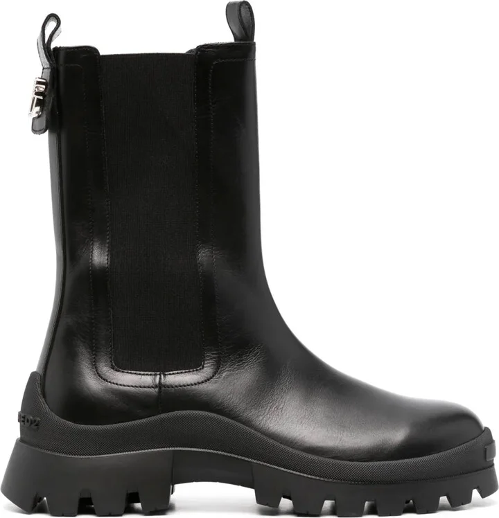 Logo-Plaque Leather Ankle Boots