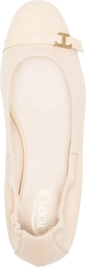 Logo-Plaque Leather Ballerina Shoes - Image 4