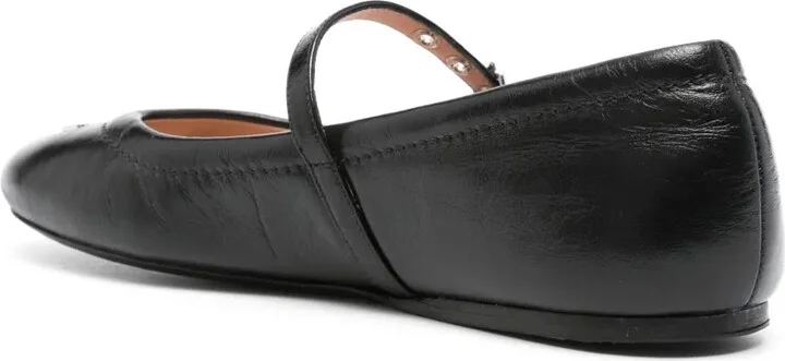 Logo-Plaque Leather Ballerina Shoes - Image 3