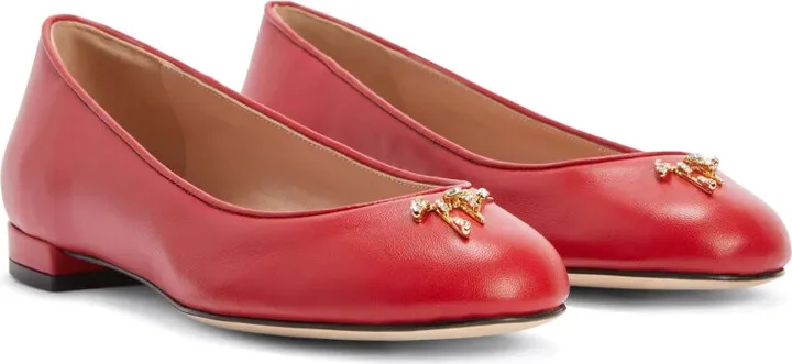 Logo-Plaque Leather Ballerina Shoes - Image 2