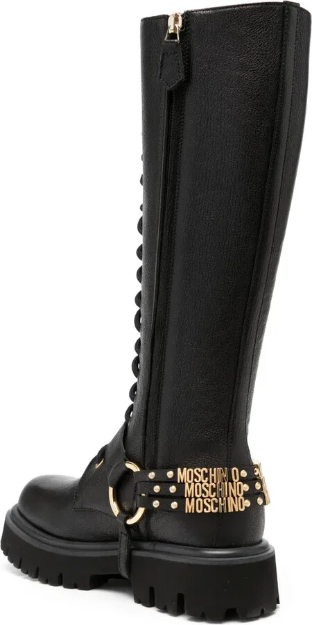 Logo-Plaque Leather Boots - Image 3