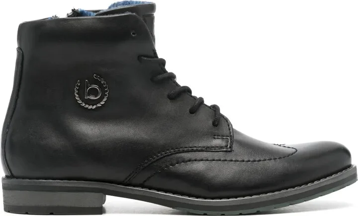 Logo-Plaque Leather Boots