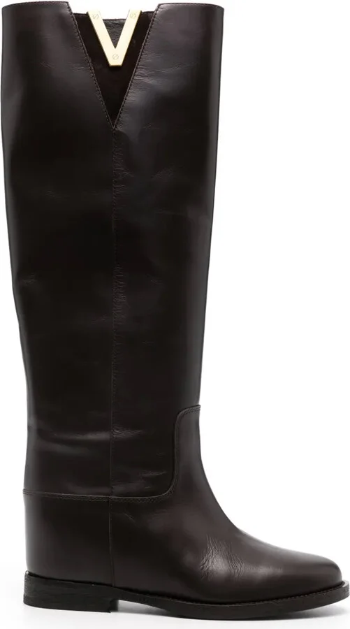 Logo-Plaque Leather Boots