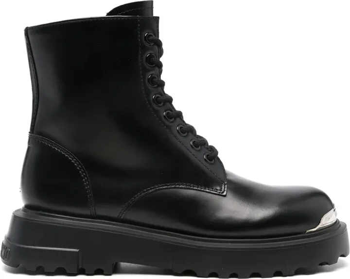 Logo-Plaque Leather Boots