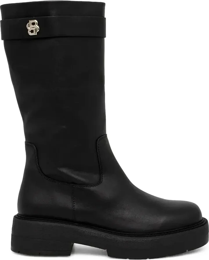 Logo-Plaque Leather Boots