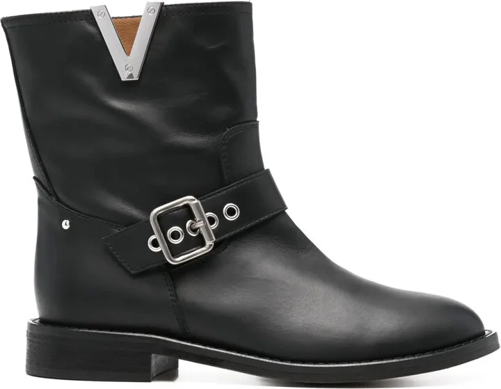 Logo-Plaque Leather Boots