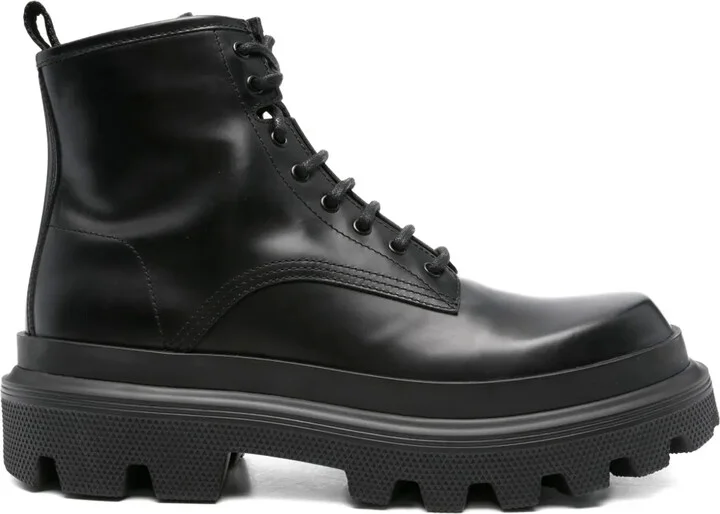 Logo-Plaque Leather Boots