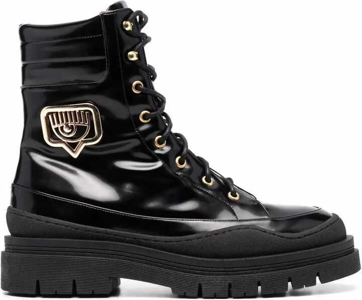Logo-Plaque Leather Boots
