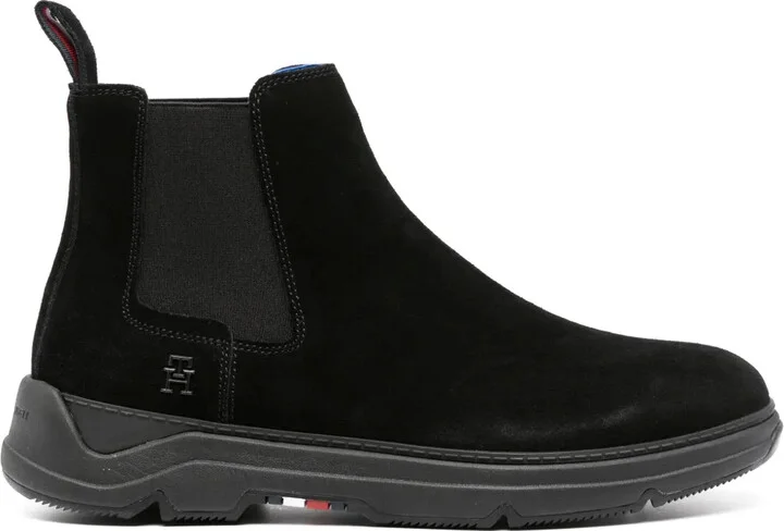 Logo-Plaque Leather Boots