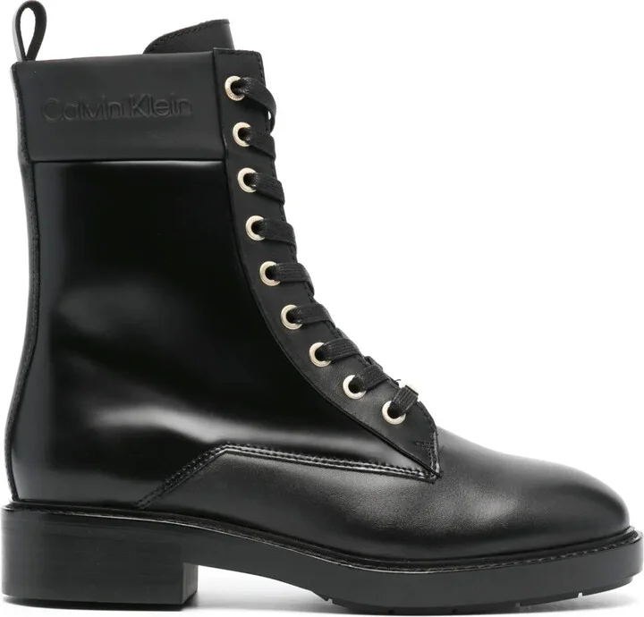 Logo-Plaque Leather Boots