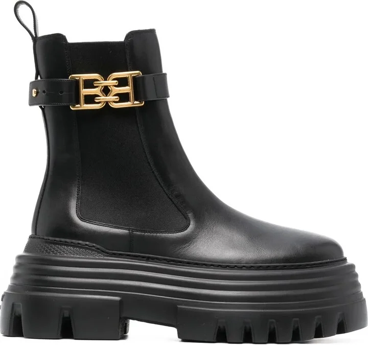logo-plaque leather Chelsea boots