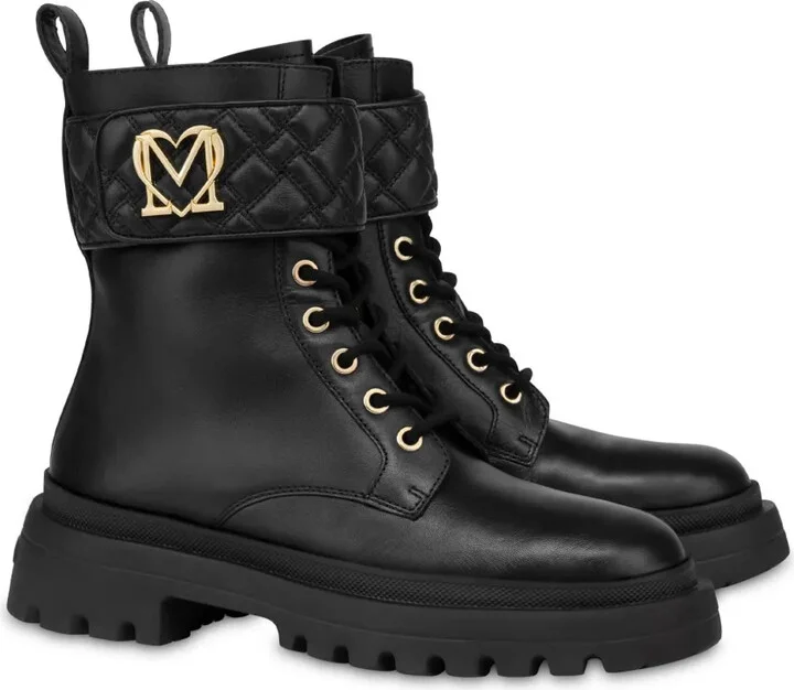 Logo-Plaque Leather Combat Boots - Image 2