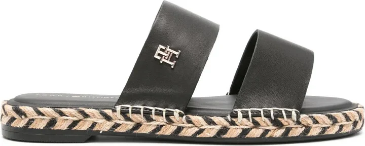 Logo-Plaque Leather Espadrilles
