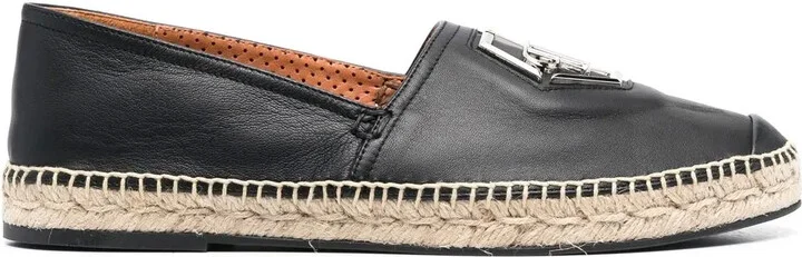 Logo-Plaque Leather Espadrilles