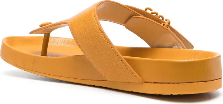 Logo-Plaque Leather Flip Flops - Image 3