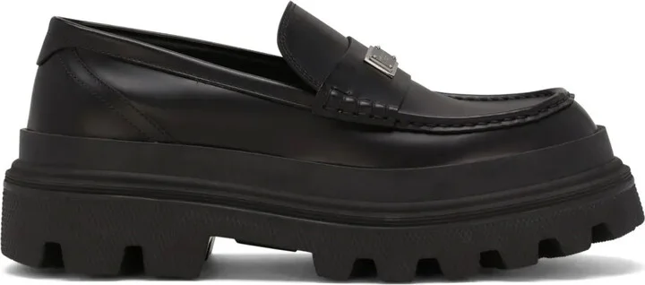 Logo-Plaque Leather Loafers