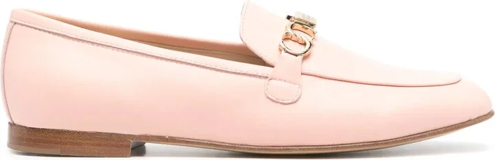 Logo Plaque Leather Loafers