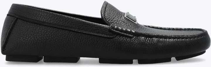 Logo Plaque Leather Loafers