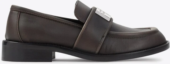 Logo Plaque Leather Loafers