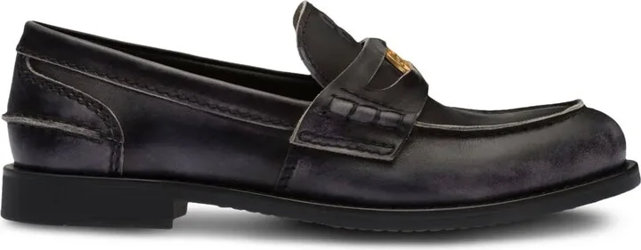 Logo-Plaque Leather Loafers