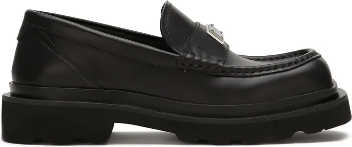 Logo-Plaque Leather Loafers