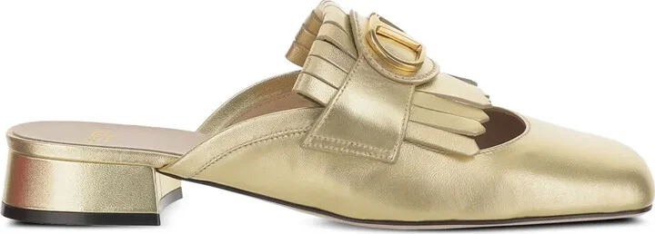 Logo-Plaque Leather Mules