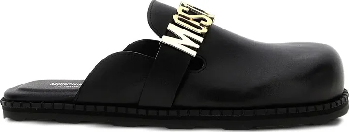 Logo-Plaque Leather Mules