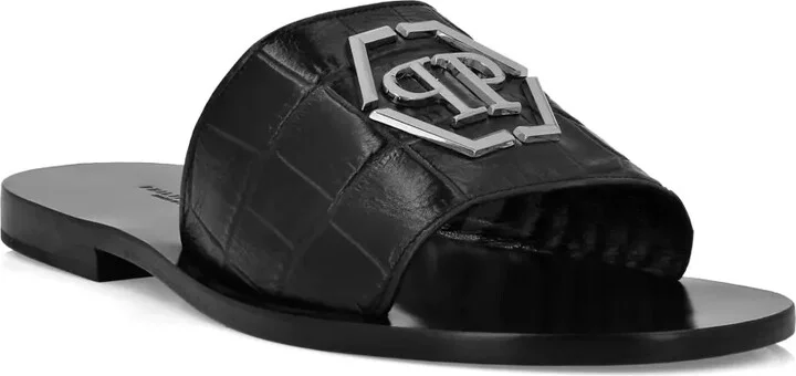 Logo-Plaque Leather Sandals - Image 2