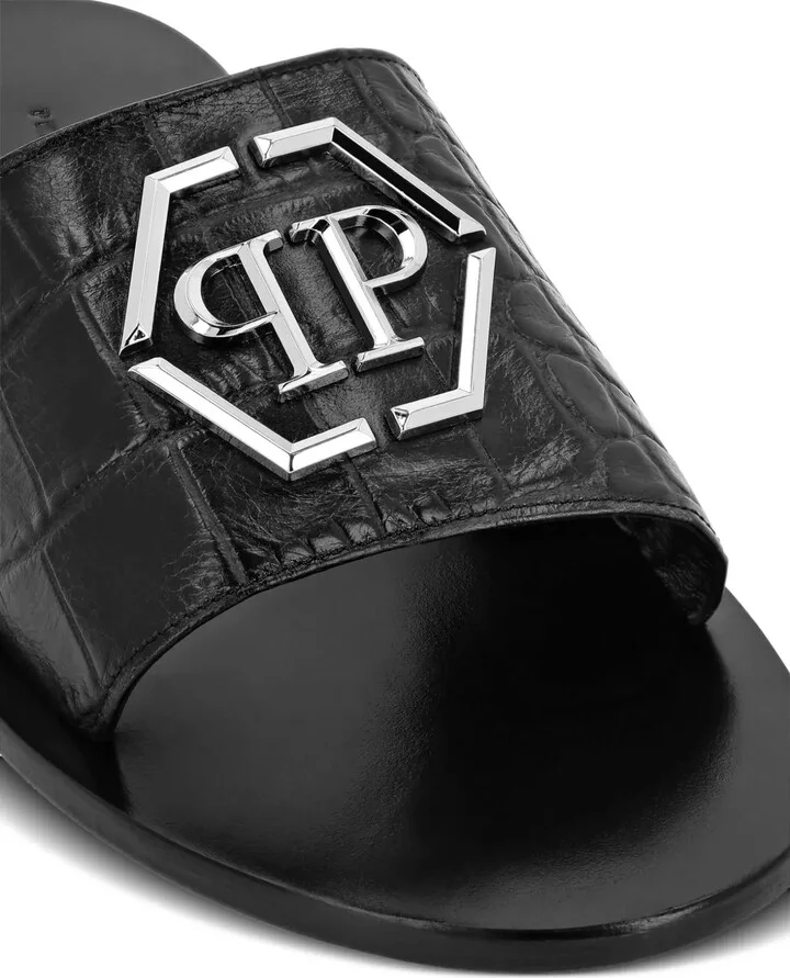 Logo-Plaque Leather Sandals - Image 3