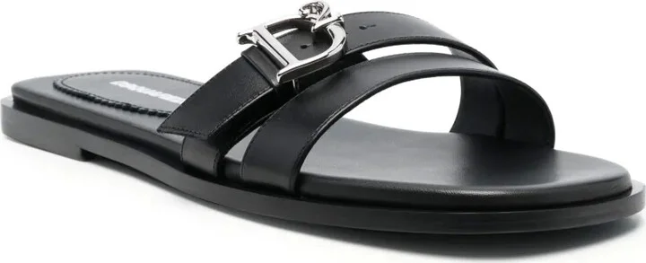 Logo-Plaque Leather Sandals - Image 2