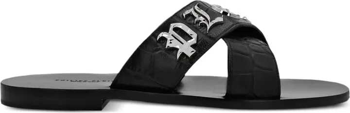 Logo-Plaque Leather Sandals