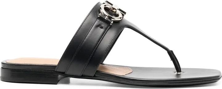 Logo-Plaque Leather Sandals