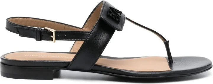 Logo-Plaque Leather Sandals