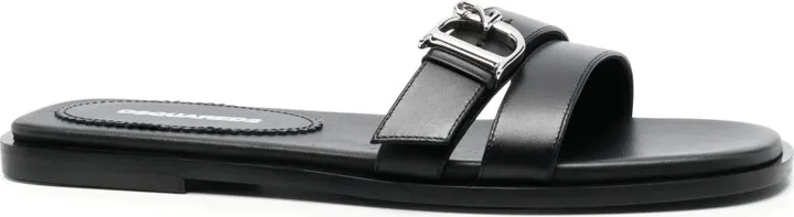 Logo-Plaque Leather Sandals