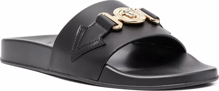 Logo-Plaque Leather Sliders - Image 2