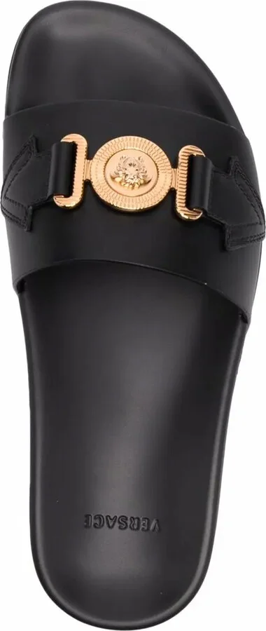 Logo-Plaque Leather Sliders - Image 4